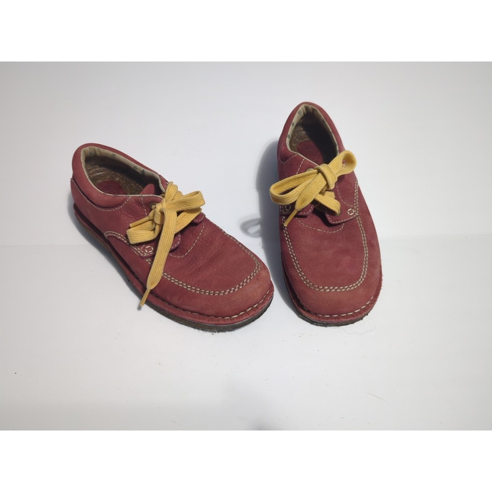 Simple brand leather boat shoes womens 6.5 burgundy red gorpcore pedbed insole